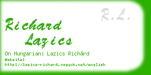 richard lazics business card